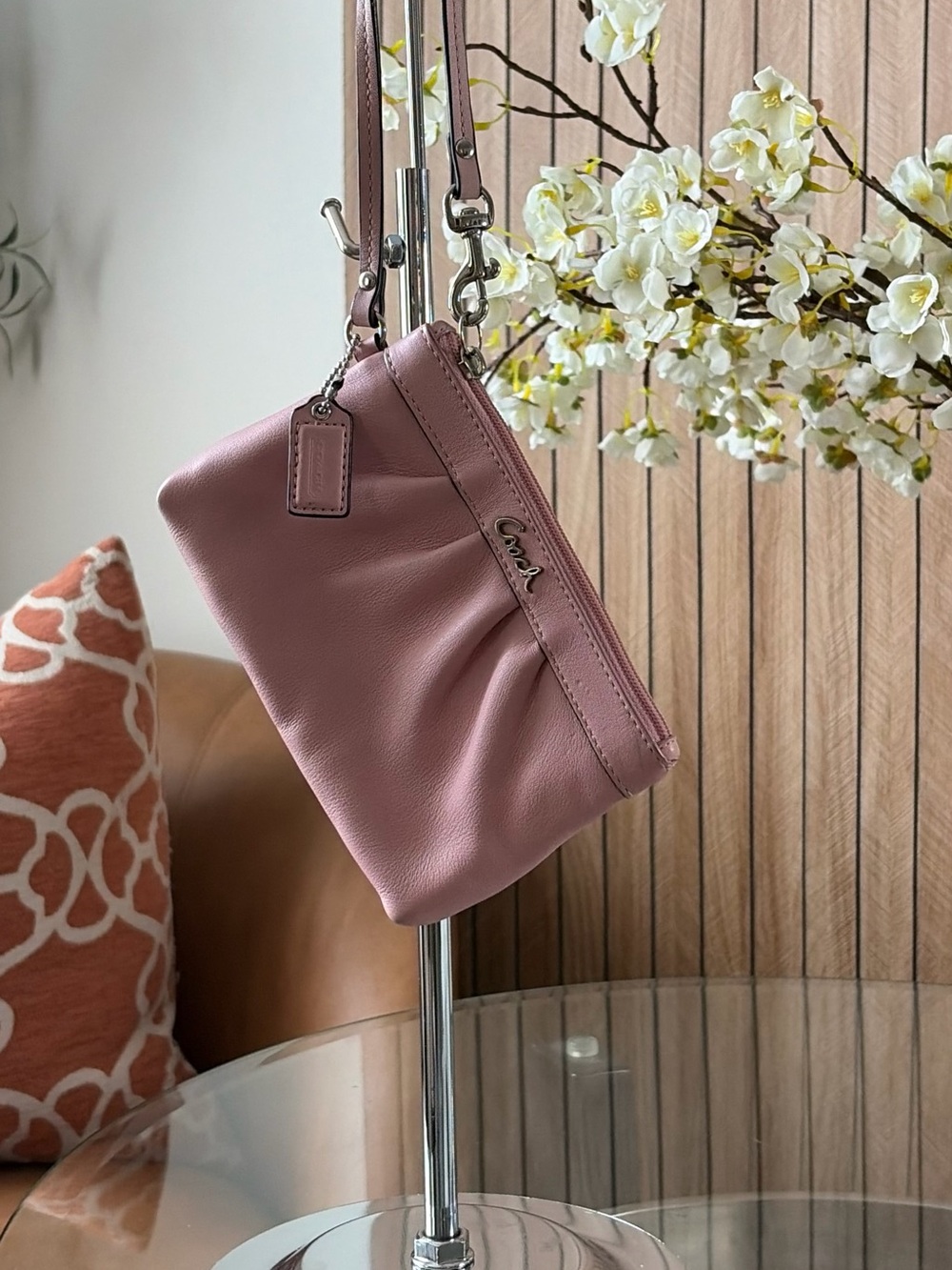 Coach Dusty Rose Leather Wristlet
